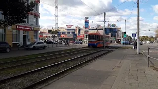 Коломенский трамвай 71-407-01(УВЗ)!  Маршрут 1.