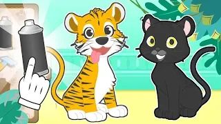 BABY PETS Max and Kira disguise as a tiger and panther🐯🐾 Cartoons for kids