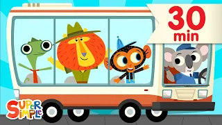 The Wheels On The Bus + More | ft. @MrMonkeyMonkeyMechanic | Super Simple Songs