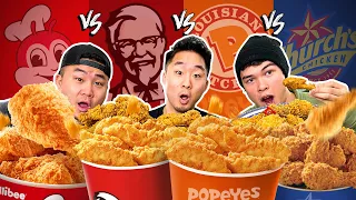 POPEYES vs JOLLIBEE vs KFC vs CHURCH'S - FAST FOOD FRIED CHICKEN BATTLE!