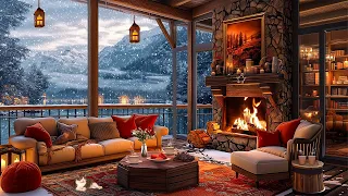 Warm Winter Season at Porch Coffee Shop Ambience ☕ Soothing Jazz Instrumental Music for Relax, Work