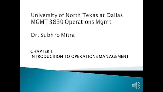 CHAPTER 1 INTRODUCTION TO OPERATIONS MANAGEMENT