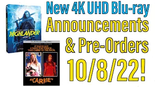 New 4K UHD Blu-ray Announcements and Pre-Orders for 10/8/22!