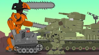 Battle of the Chainsaw Robot against the KV-6 Transformer Tank | Cartoons about tanks