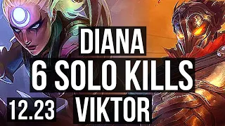 DIANA vs VIKTOR (MID) | 22/3/14, 6 solo kills, Legendary, 1.3M mastery | KR Master | 12.23