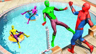 GTA 5 Water Ragdolls Spiderman vs Rainbow Team Spiderman Jumps/Fails (Funny Moments)