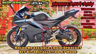 Yamaha MT15 Chain Sprocket Set Installation In Yamaha R15V4,R15M|Rolon Brass Gold Chain Sprocket Set