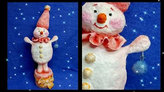 МК Ретро Снеговик из ваты / DIY Retro snowman made of cotton wool