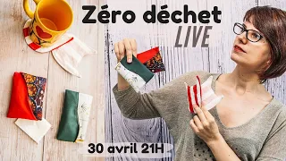 JE COUDS DES ETUIS A MOUCHOIR/ SOUS TASSE : Live tuto couture Zéro Déchet (DIY Patrons Gratuits)