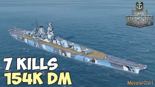 World of WarShips | Musashi | 7 KILLS | 154K Damage - Replay Gameplay 4K 60 fps