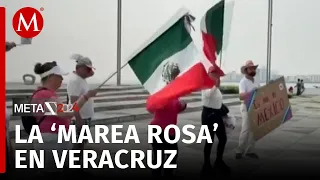 En Veracruz, ciudadanos se reúnen para marcha de la 'Marea Rosa'