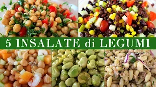 5 VEGETABLE SALADS - Easy Recipe for Cold salad of chickpeas, beans and broad beans in 5 Versions