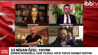 23 Nisan Özel Yayını'nında Nevşin Mengü, Cem Yılmaz ve Hıfzı Topuz'la sohbet ediyoruz.