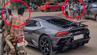 India's loudest Lamborghini Huracan EVO with Novitec Exhaust!! (public reaction) in Ahmedabad