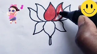 Easy lotus flower drawing for kids | lotus flower drawing | colouring and toddlers | kids drawing