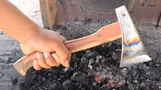 Blacksmithing - Forging A Beautiful Small Axe From A Piece Of Leaf Spring.