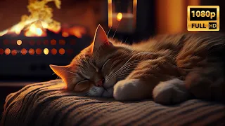 10 Hours Cat Purring 🐈 Relax with Purring Cat and Crackling Fireplace 🔥 ASMR Relaxing