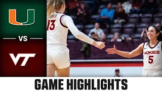 Miami vs. Virginia Tech Game Highlights | 2023-24 ACC Women’s Basketball