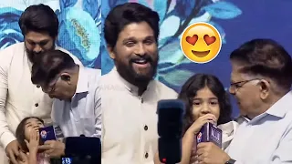 Allu Arjun Daughter Allu Arha Super Cute Conversation @ Allu Studios Grand Launch Event | Manastars