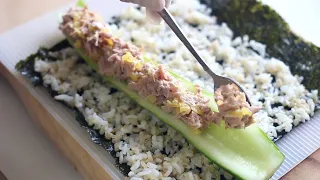 오이와 참치만 있으면 김밥 만들기 쉬워요! 든든히 먹어도 속이 편한 통오이김밥 !!