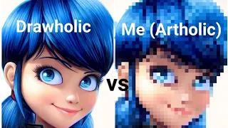 Drawholic vs Me | Drawing Marinette from Miraculous @drawholic #drawing #marinette #ladybug