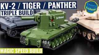 KV-2 Mini Tank Party Triple Build with Tiger & Panther - QuanGuan100242-5-8 (Speed Build Review)