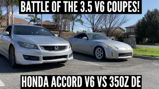 BATTLE OF THE 3.5L V6 SILVER COUPES! 2008 Honda Accord V6 vs 2003 Nissan 350z DE