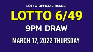 6/49 LOTTO RESULT TODAY 9PM DRAW March 17, 2022 Thursday PCSO SUPER LOTTO 6/49 Draw Tonight