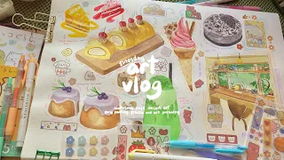 art vlog 🍓🎨 easy watercolor food art, painting cafe desserts ☕️