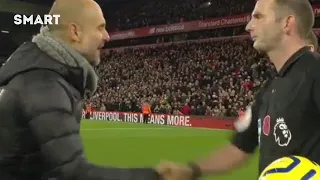 PEP GUARDIOLA reactions to the referee after the match against LIVERPOOL