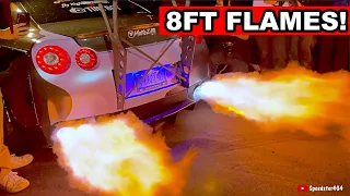 Lighting A Joint With 8ft Nissan GT-R Flames! 2 Step Huge Flames