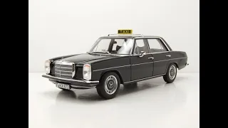 Mercedes 200 /8 Strichachter W115 Taxi 1968 schwarz Modellauto 1:18 Norev