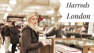 Inside London Harrods, the Luxury Department Store, London Christmas Shopping. London Christmas Walk