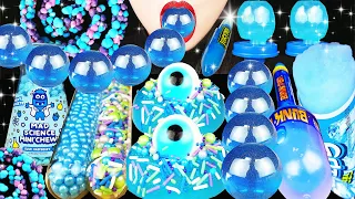 ASMR BLUE DESSERTS NERDS ROPE, TUBE POPSICLE, GUMMY EYEBALL, POP, ICE CRACKING CRUNCHY EATING SOUNDS