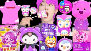 ASMR ICE CREAM BLUE PORORO JELLY RECIPE PARTY 직접 만든 퍼플 디저트 뽀로로 꿀젤리 먹방 DESSERTS MUKBANG EATING SOUNDS