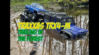 TRAXXAS TRX4-M WITH INJORA TRAILER HAULING IN THE FOREST