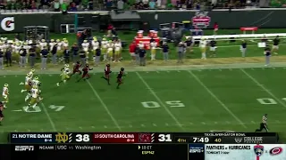 South Carolina’s 100-yard interception return for a touchdown vs Notre Dame
