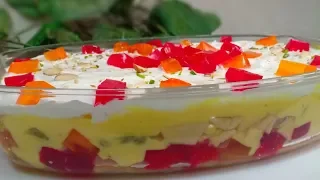 Fruit Custard Trifle Recipe | Custard Trifle Pudding Recipe | Cook With Lubna