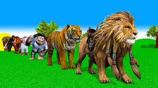 Paint Animals Cow elephant Lion Tiger Monkey Zebra Dinosaur Gorilla Dog Fountain Crossing Animals