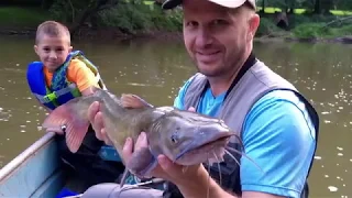 Camden catches catfish on the Juniata River