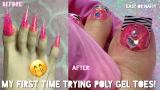 My first time doing poly gel toes |Kawaii Zebra Print Toes | Vanity Val