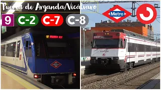 Circulaciones por Puerta de Arganda/Vicálvaro L9, C-2, C-7, C-8: Metro de Madrid/Renfe Cercanías