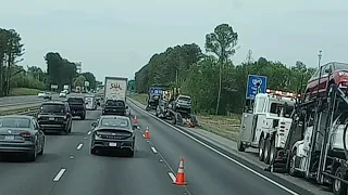 WRECKED - Car Hauler Crash Shuts Down Right Lane (CB Chatter)