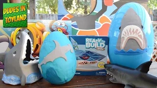 Shark toys HUGE playdough surprise eggs for kids SHARK WEEK with FInding Dory toy surprises