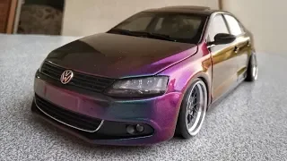 Volkswagen Jetta Gmg Garage Folyosuyla Bukalemun Kaplama / Komple Dönüşüm / 1:18 Diecast Model