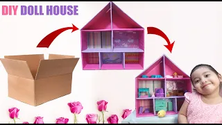 DIY Miniature Doll House Using Cardboard Box | The Magic of Recycling | DIY Toy made of Cardboard