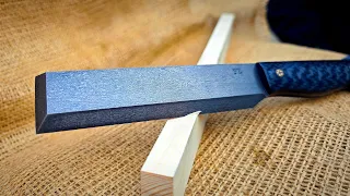 Wootz steel from a band saw on wood. Making a chisel knife