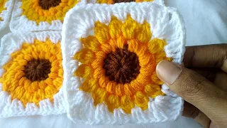 EASY Sunflower Granny Square 🌻 | Crochet Tutorial🧶