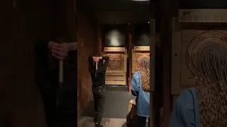 Axe throwing is crazy! #comedy #omg #shorts