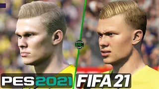 FIFA 21 vs PES 2021 - Borussia Dortmund Player Faces Comparison